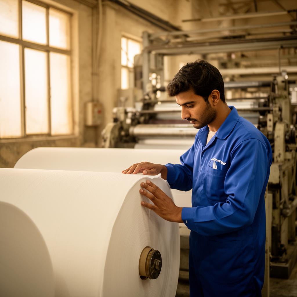 Quality inspection of a fresh jumbo roll on the line