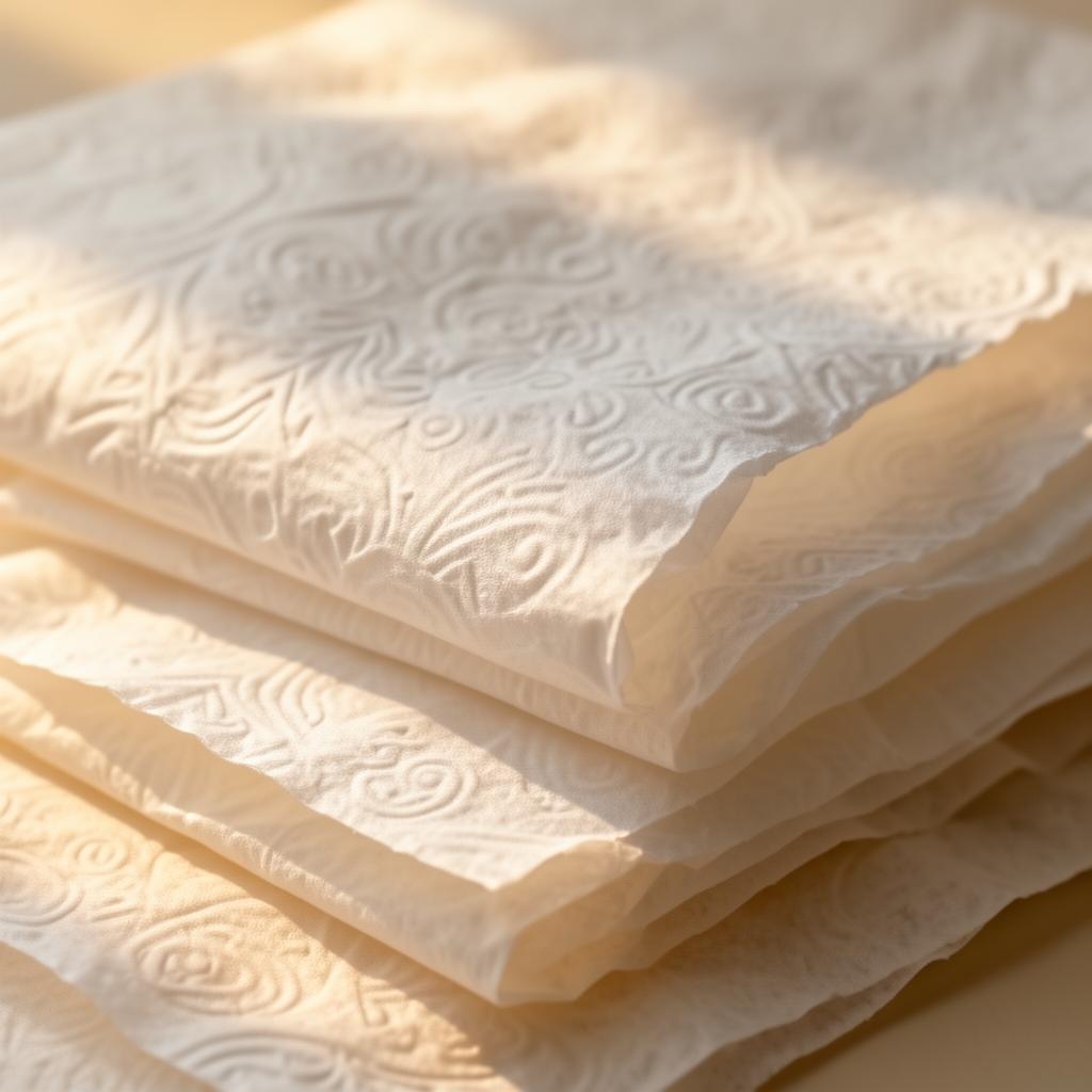 Close-up of embossed tissue paper texture